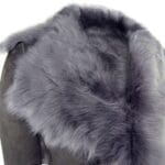 Manteau 3/4 gris en peau de mouton véritable de Toscane, coupe ajustée, pour femme - Knighthood Store
