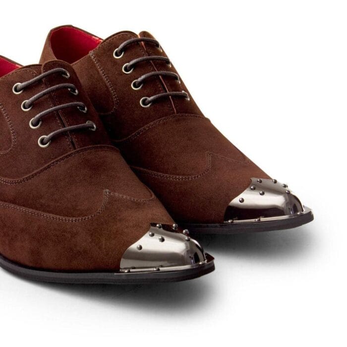 Zapatos de punta de metal para hombre, de ante, charol, con cordones, estilo vaquero, baile italiano - Knighthood Store