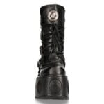New Rock 373-S2 Metallic Black Leather Neptuno Platform Gothic Boots Buckle - Knighthood Store