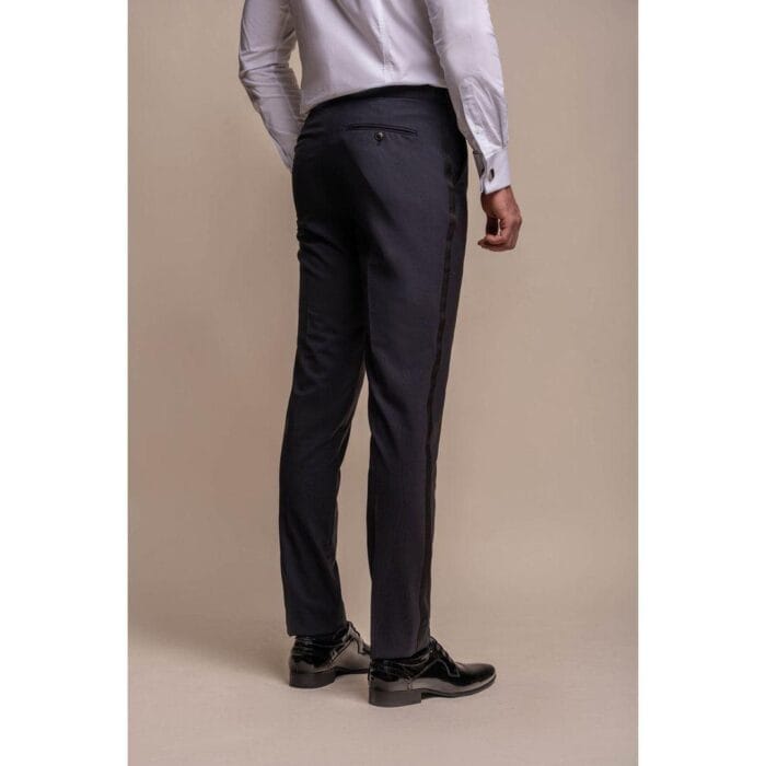 Smoking da uomo blu navy, 2 pezzi, con collo a scialle - Knighthood Store