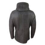 Giacca da uomo in morbida pelle di pecora marrone con cappuccio 3/4, autentica, classica e calda, invernale - Knighthood Store