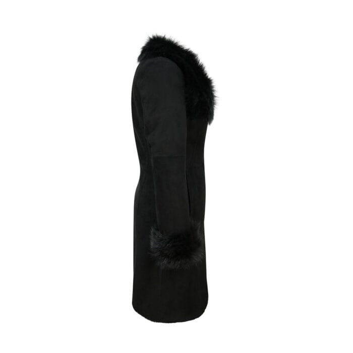 Giacca da donna in vera pelle di pecora, in pelle scamosciata con bottoni, vestibilità slim, trench lungo 3/4, stile designer - Knighthood Store