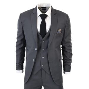 Klassischer, dunkelgrauer Herrenanzug, 3-teilig, maßgeschneidert, Vintage, für Büro, Hochzeit, Abschlussball – Knighthood Store