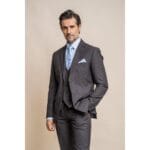 Abito classico da uomo grigio scuro 3 pezzi, vestibilità su misura - Knighthood Store