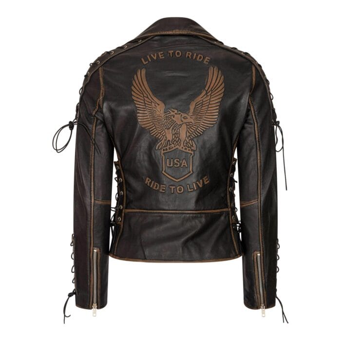 Women's Leather Jacket Live To Ride Cross Zip Cow Hide Brando Biker Motorcycle - Knighthood Store