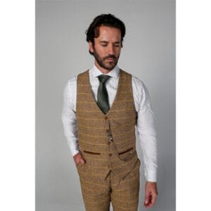 Men's Brown Waistcoat Tweed Herringbone Wool Blend Vest - Knighthood Store