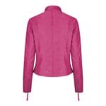 Chaqueta de motociclista azul marino de cuero auténtico para mujer - Knighthood Store