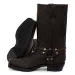 Unisex Real Leather Hi Biker Boots Rock Punk Grinders Buckle Cowboy Riding - Knighthood Store