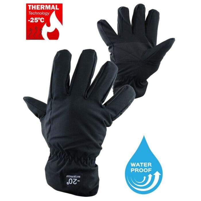 Guanti da sci impermeabili da uomo, isolanti, elasticizzati, classici, neri - Knighthood Store
