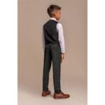 Boys 3 Piece Olive Green Check Suit Tweed Tailored Fit Wedding - Knighthood Store