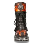 Bottes motardes gothiques New Rock 107-S1 en cuir noir avec tête de mort et diable - Knighthood Store