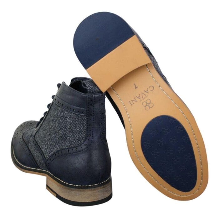 Stivaletti da uomo in pelle con punta a spina di pesce in tweed Blinders Sherlock Vintage Classic - Knighthood Store