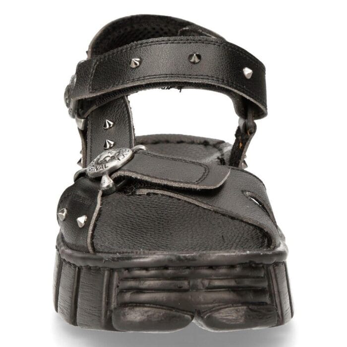 New Rock Boots BIOS120-V1 Unisex Metallic Schwarz Veganes Leder Sandale Punk Rock - Knighthood Store