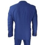 Costume 3 pièces bleu roi pour homme, bordure marron, classique, œil-de-perdrix, style vintage, pour marié - Knighthood Store