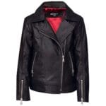 Girls Kids Real leather Biker Style Jacket Cross Zip Black Pink Age - Knighthood Store