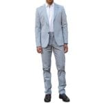 2-teiliger Herren-Sommeranzug, Hellblau, für Büro, Hochzeit, Smart Casual, klassische italienische Passform – Knighthood Store