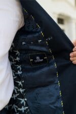 Traje de lino de verano de 2 piezas para hombre, azul marino, elegante, informal, formal, para negocios, boda, corte entallado - Knighthood Store