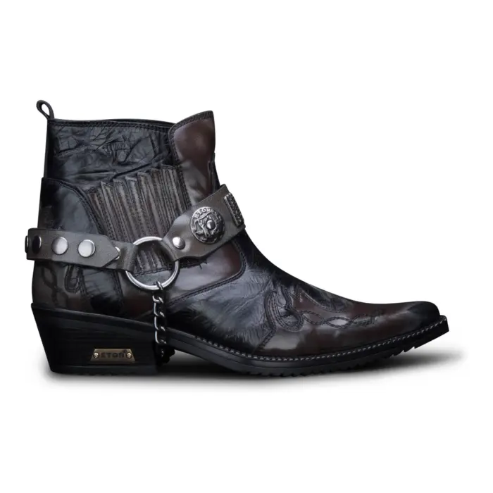 Mens Ankle Cowboy Boots Premium Real Leather Vintage Wincklepickers Riding Dancing Boots Cuban Heel - Image 1