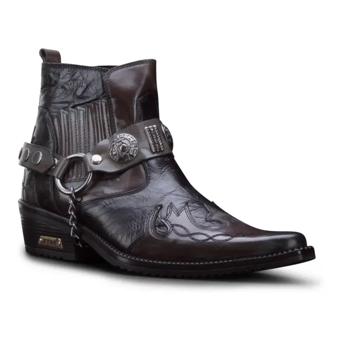 Mens Ankle Cowboy Boots Premium Real Leather Vintage Wincklepickers Riding Dancing Boots Cuban Heel - Image 3