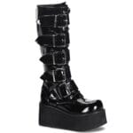 Stivali al ginocchio Demonia TRASHVILLE 518 unisex Goth Punk Rock Nero Vernice Platform - Knighthood Store