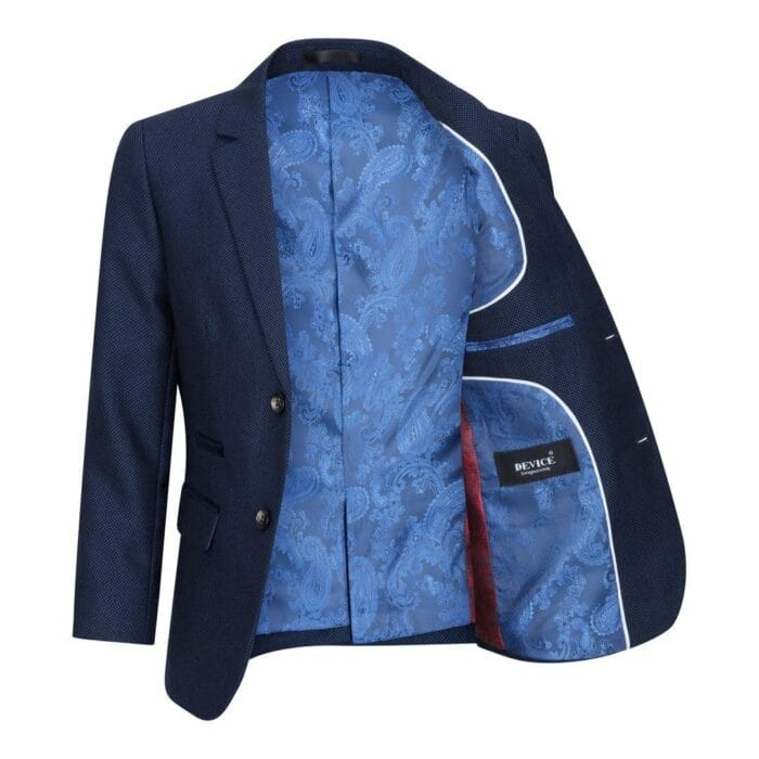 Traje de tweed azul marino de tres piezas para niño, estilo ojo de pájaro, elegante, formal, para boda, clásico, años 20 - Knighthood Store