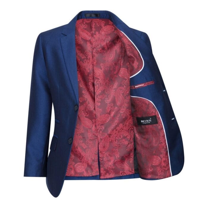 Traje de boda azul brillante de 3 piezas para niño, corte entallado, elegante y formal - Knighthood Store