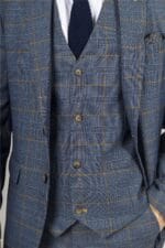 Men's Blazer Navy Checked Classic Sport Coat Plaid Tailored Fit - Knighthood Store