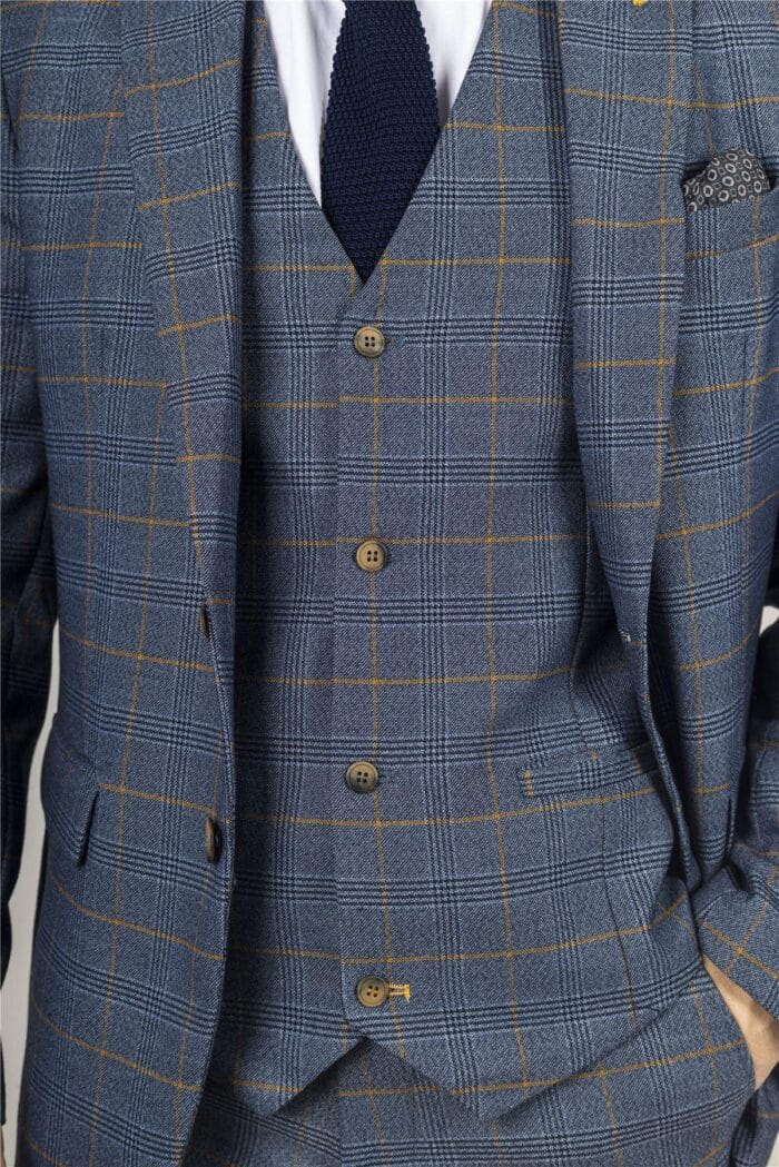 Herren-Blazer, Marineblau, kariert, klassischer Sportmantel, Schottenkaro, maßgeschneiderte Passform – Knighthood Store