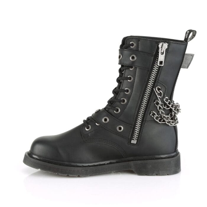 Botas Demonia Bolt 250, estilo punk rock, emo y gótico, unisex, negras, con cadena y cremallera - Knighthood Store