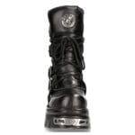 New Rock New Rock 373 S4 Metallic Hohe Stiefel Schwarzes Leder Goth Biker Emo - Knighthood Store