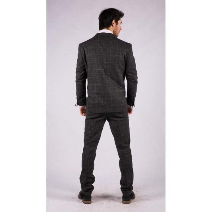 Mens Grey Tweed 3 Piece Suit Blue Check Vintage 1920s Gatsby Blinders Tailored Fit - Knighthood Store