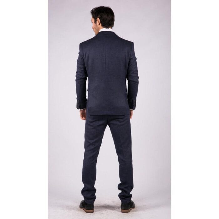 Mens Herringbone Tweed 3 Piece Suit Blue Classic Vintage Tailored Wedding Blinders - Knighthood Store