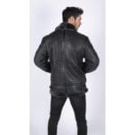 Mens Genuine Sheepskin Leather B3 Flying Aviator Jacket Black Grey Fur - Knighthood Store