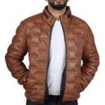 Giacca trapuntata in vera pelle da uomo, casual, lunghezza vita - Knighthood Store