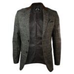 Giacca blazer aderente in tweed a spina di pesce vintage a quadri da uomo, marrone chiaro - Knighthood Store