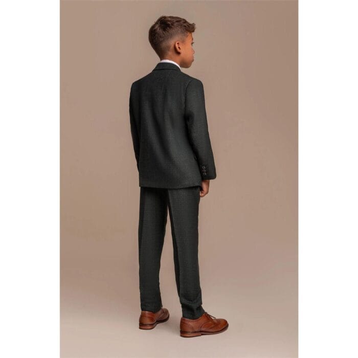 3-teiliger olivgrüner karierter Tweed-Anzug für Jungen, maßgeschneiderte Passform, Hochzeit - Knighthood Store