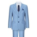 Boys 3 Piece Suit Sky Blue Light Wedding Party Christening Smart Formal - Knighthood Store