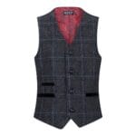 Boys Grey Black 3 Piece Tweed Suit Herringbone Wine Vintage Retro - Knighthood Store