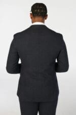 Men's Blazer Navy Blue Wool Blend Tweed Sport Coat Tailored Fit - Image 4