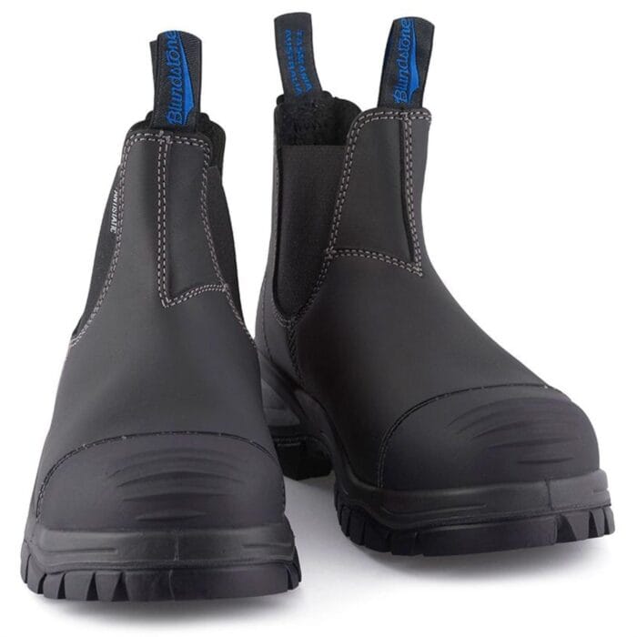 Botas Chelsea Blundstone 910 de cuero negro con punta de acero y botines de seguridad resistentes - Knighthood Store