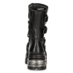 New Rock New Rock 373 S4 Metallic Hohe Stiefel Schwarzes Leder Goth Biker Emo - Knighthood Store