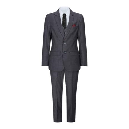Traje clásico de 3 piezas gris oscuro para niño, para boda, fiesta, estilo vintage - Knighthood Store
