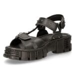 New Rock Boots BIOS120-V1 Unisex Metallic Schwarz Veganes Leder Sandale Punk Rock - Knighthood Store