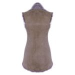 Ladies Women Real Spanish Shearling Sheepskin Toscana Taupe Long Waistcoat Gilet - Knighthood Store
