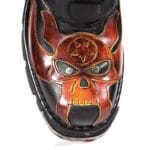 Bottes motardes gothiques New Rock 107-S1 en cuir noir avec tête de mort et diable - Knighthood Store
