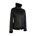Womens Classic Black Real Sheepskin Zip Flying Jacket B3 Pilot Coat Tailored Fit - Knighthood Store
