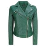 Damen Echtleder Bikerjacke Cross Zip Soft Slim Fit Brando Hellbraun Braun Schwarz Rot Gelb - Knighthood Store