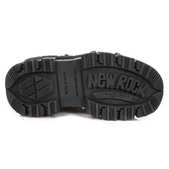 New Rock M-TANK106-C2 Unisex Black 100% Leather Goth Platform Space Shoes - Knighthood Store