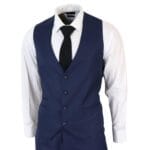 Costume 3 pièces bleu marine classique pour homme, coupe ajustée, style vintage, pour bureau, mariage, bal de promo - Knighthood Store