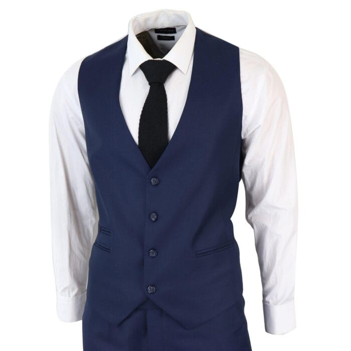 Abito classico da uomo blu navy, 3 pezzi, vestibilità su misura, stile vintage, per ufficio, matrimonio e ballo di fine anno - Knighthood Store